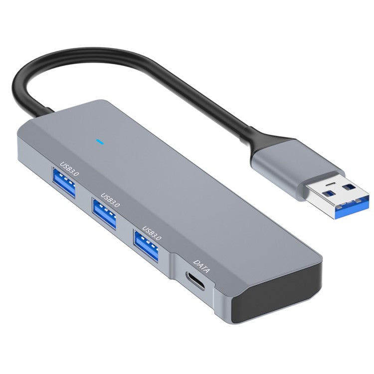 ADS-309A USB to 3 USB3.0 + 1 Type-C Data Transfer Docking Station USB Hub Aluminum Alloy Adapter
