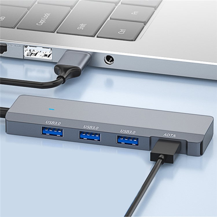 ADS-309A USB to 3 USB3.0 + 1 Type-C Data Transfer Docking Station USB Hub Aluminum Alloy Adapter