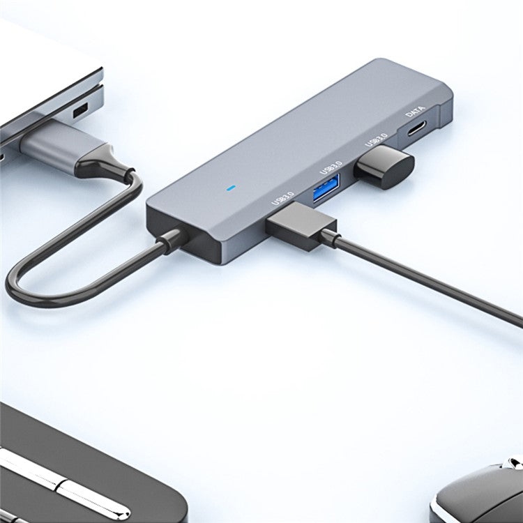 ADS-309A USB to 3 USB3.0 + 1 Type-C Data Transfer Docking Station USB Hub Aluminum Alloy Adapter