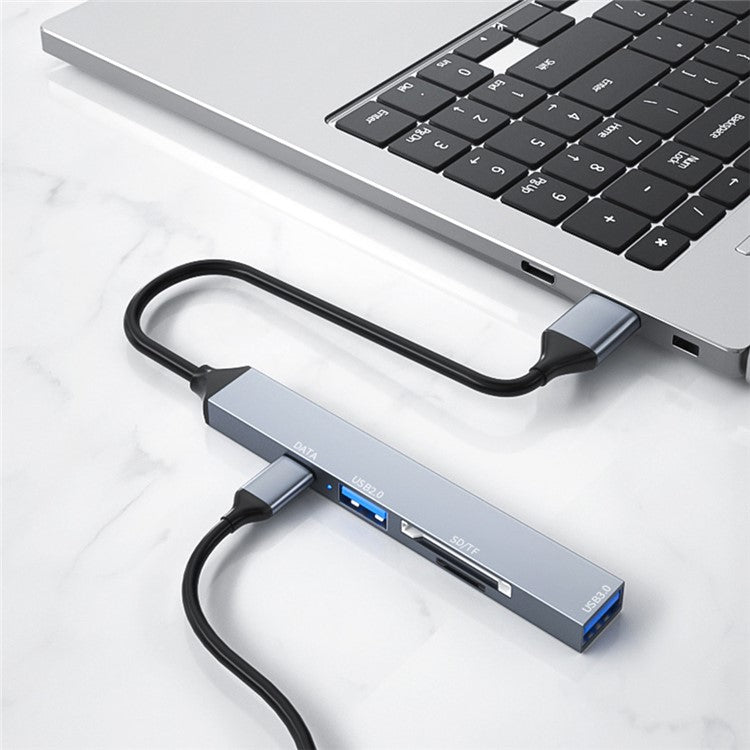 ADS-806A 5-in-1 USB-A to USB3.0 + USB2.0 + Type-C + SD / TF Slot USB Hub Splitter