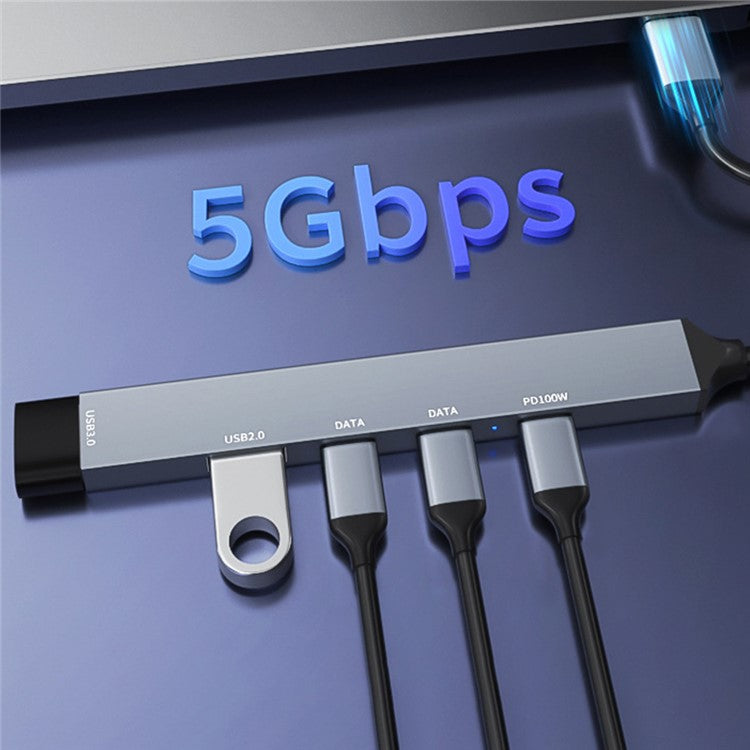 ADS-809 5-Port Type-C Expansion Hub USB 3.0 / 2.0 Converter Support PD 100W Fast Charging