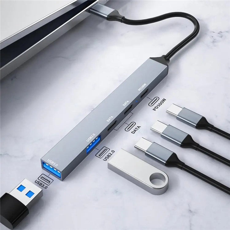 ADS-809 5-Port Type-C Expansion Hub USB 3.0 / 2.0 Converter Support PD 100W Fast Charging