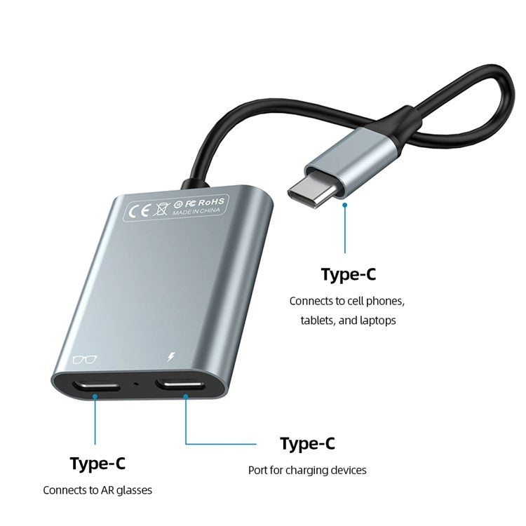 HC443 USB-C Hub PD100W Data Transfer Adapter for AR Glasses / Mobile Phone / Tablet