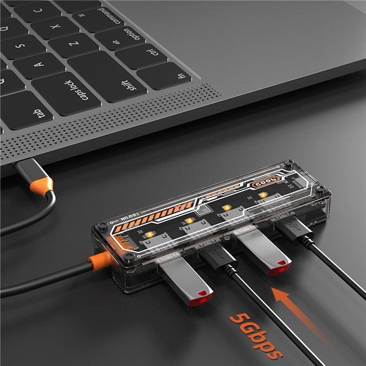 SW4U-A USB Expansion Hub Data Transmission Adapter with 4xUSB 3.0+1xUSB-C