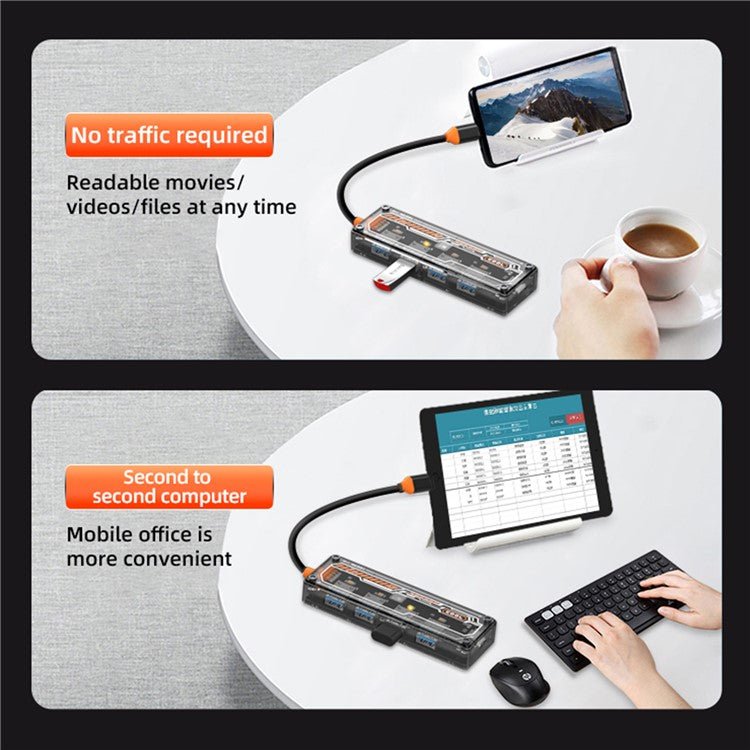 SW4U-A USB Expansion Hub Data Transmission Adapter with 4xUSB 3.0+1xUSB-C