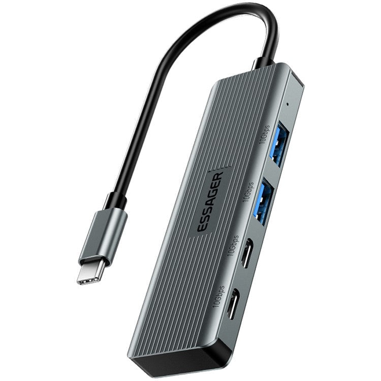 ESSAGER EHB2C2A-HT0G-P Type-C Hub with 2 X USB + 2 USB-C Ports for Laptop Computer