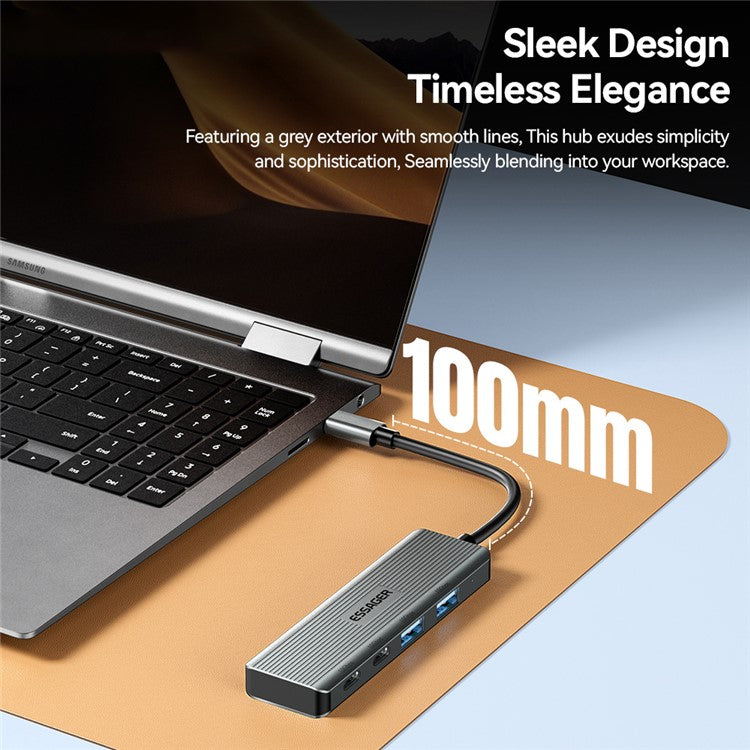 ESSAGER EHB2C2A-HT0G-P Type-C Hub with 2 X USB + 2 USB-C Ports for Laptop Computer