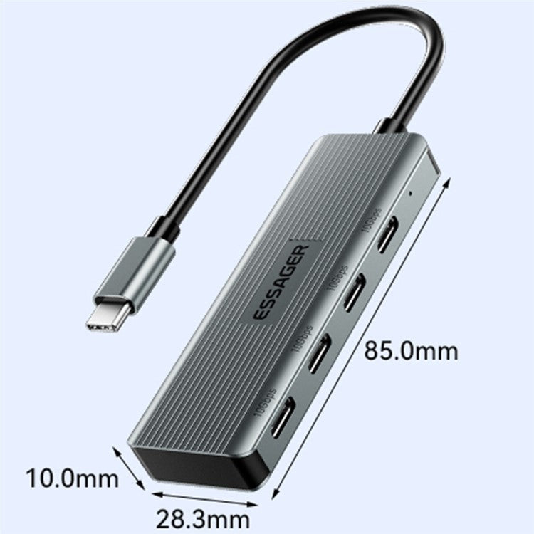 ESSAGER EHB4C-HT0G-P Type-C Hub 10Gbps USB-C Data Transfer Dongle 4-Port Adapter OTG Converter