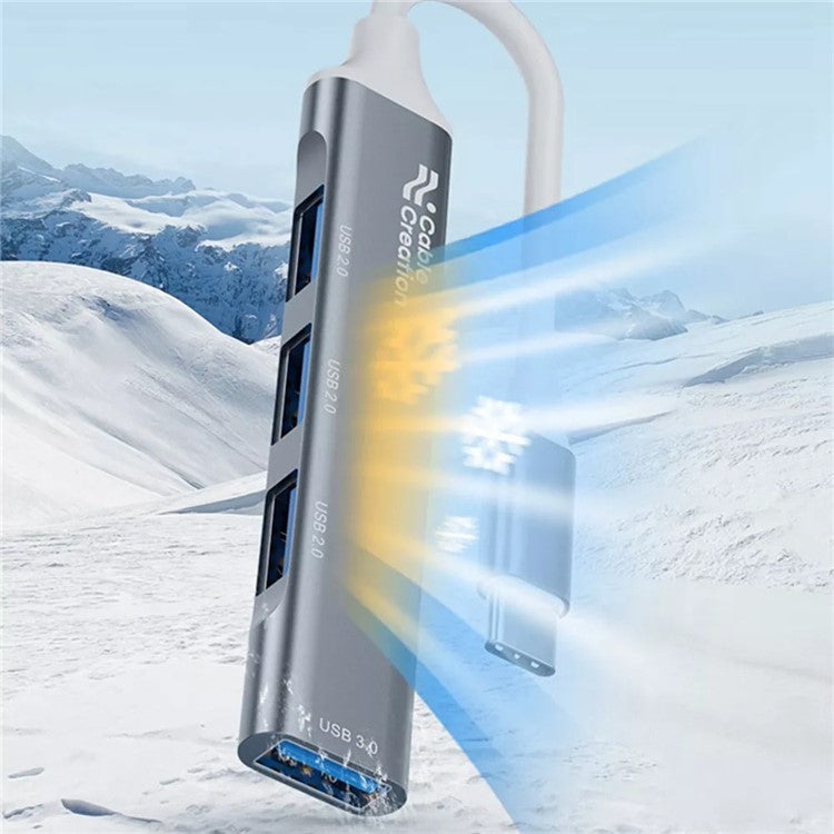 CABLECREATION 3xUSB2.0 + 1xUSB3.0 USB Hub Splitter Computer Laptop Phone Adapter - Type-C Plug