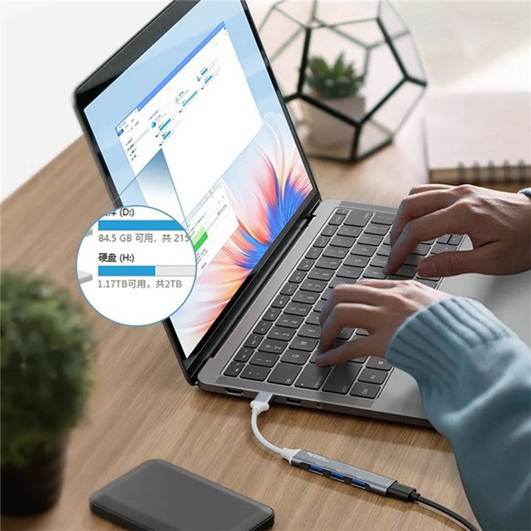 CABLECREATION 3xUSB2.0 + 1xUSB3.0 USB Hub Splitter Computer Laptop Phone Adapter - Type-C Plug