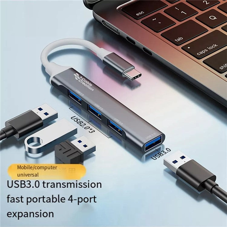 CABLECREATION 3xUSB2.0 + 1xUSB3.0 USB Hub Splitter Computer Laptop Phone Adapter - Type-C Plug