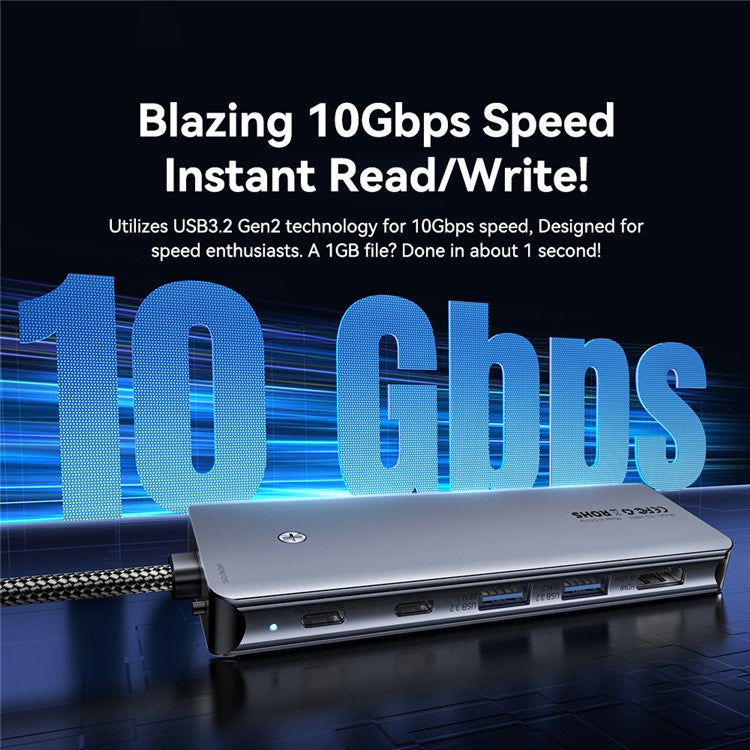 ESSAGER 6-in-1 Docking Station USB Hub Type-C to USB-C Charging + USB-C Data + 2xUSB3.2 + HD + Hard Disk Enclosure