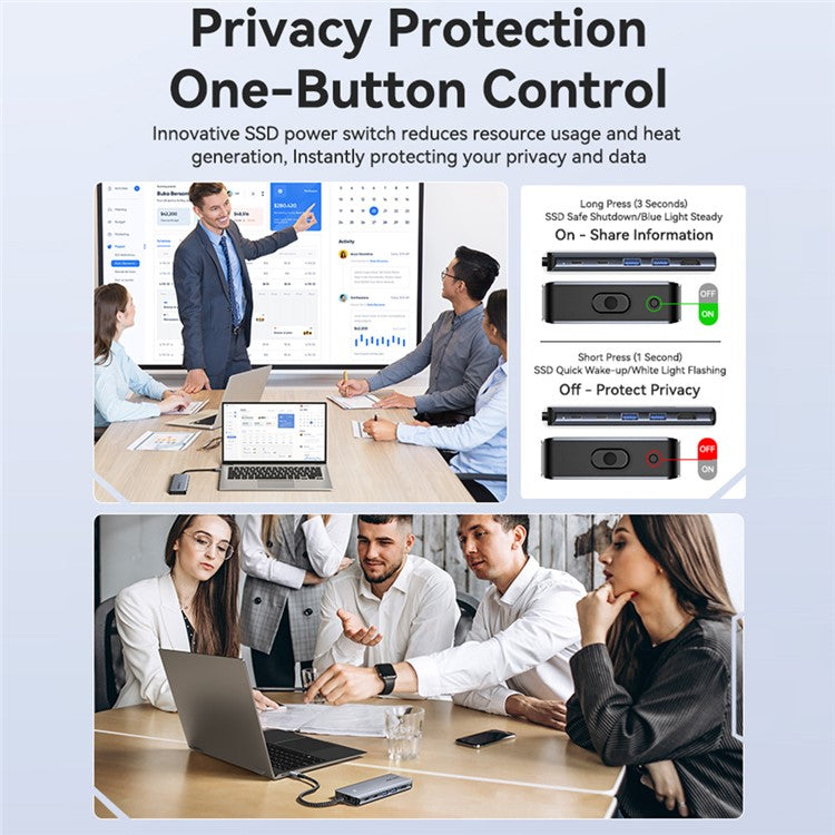 ESSAGER 7-in-1 Docking Station USB Hub Type-C to 2xUSB-C + USB3.2 + USB2.0 + SD / TF Card Slot + Hard Disk Enclosure