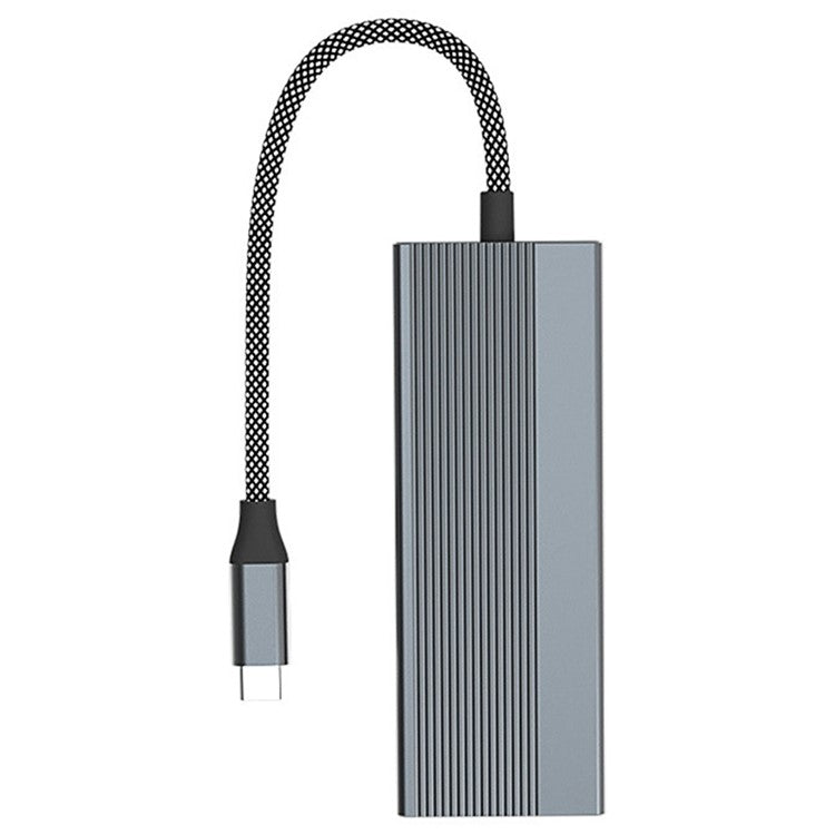 8-in-1 Type-C Hub Aluminum Alloy Docking Station, 4K HD + RJ45 + USB-C + 2 USB 3.0 + TF / SD Card Reader