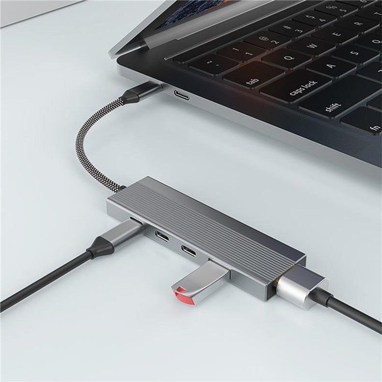 5-in-1 Docking Station Type-C Hub with 4K 60Hz HD + 2x USB-C + USB 3.0 + PD Charging Port