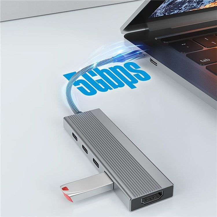 5-in-1 Docking Station Type-C Hub with 4K 60Hz HD + 2x USB-C + USB 3.0 + PD Charging Port