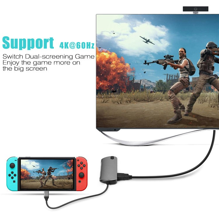 FX-1916 Type-C HUB 8 in 1 USB-C Adapter with 4K@60Hz HDMI / 100W PD USB C Port / USB 3.0 / RJ45 Ethernet / SD / TF Card Reader Docking Station