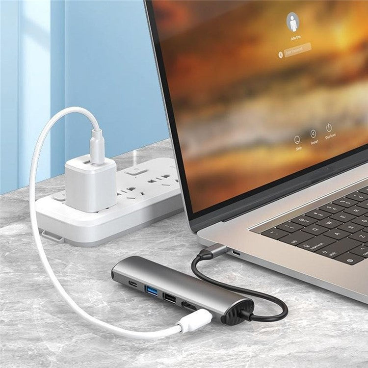 FX-2310C 5-in-1 Data Transfer Type-C Hub with 4K 60Hz HD, USB-A / USB-C and PD 140W Charging Port