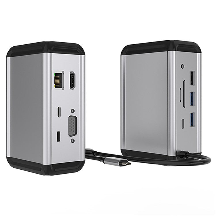 FX-2046H 12-in-1 Type-C Hub with 4K HD, 100W PD, RJ45, USB 3.0 / 2.0 and SD / TF Card Reader