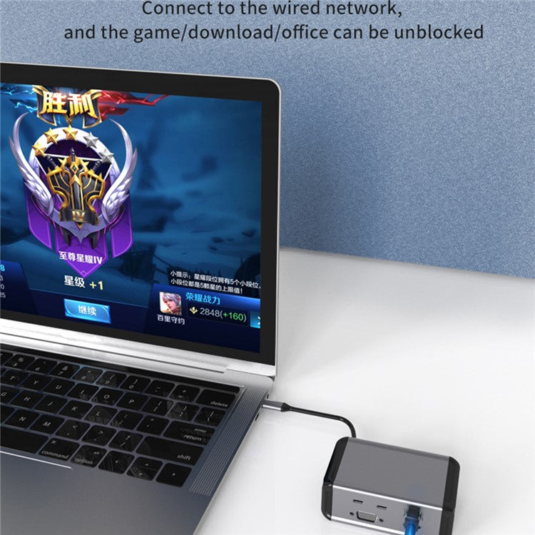 FX-2046H 12-in-1 Type-C Hub with 4K HD, 100W PD, RJ45, USB 3.0 / 2.0 and SD / TF Card Reader