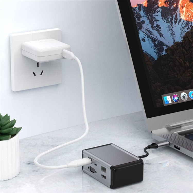 FX-2046H 12-in-1 Type-C Hub with 4K HD, 100W PD, RJ45, USB 3.0 / 2.0 and SD / TF Card Reader