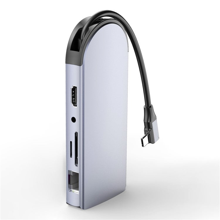 FX-1939C Docking Station Type-C to USB-C + 4xUSB2.0 + SD / TF Card Slot + 3.5mm + 4K HD + VGA + RJ45 USB Hub Adapter