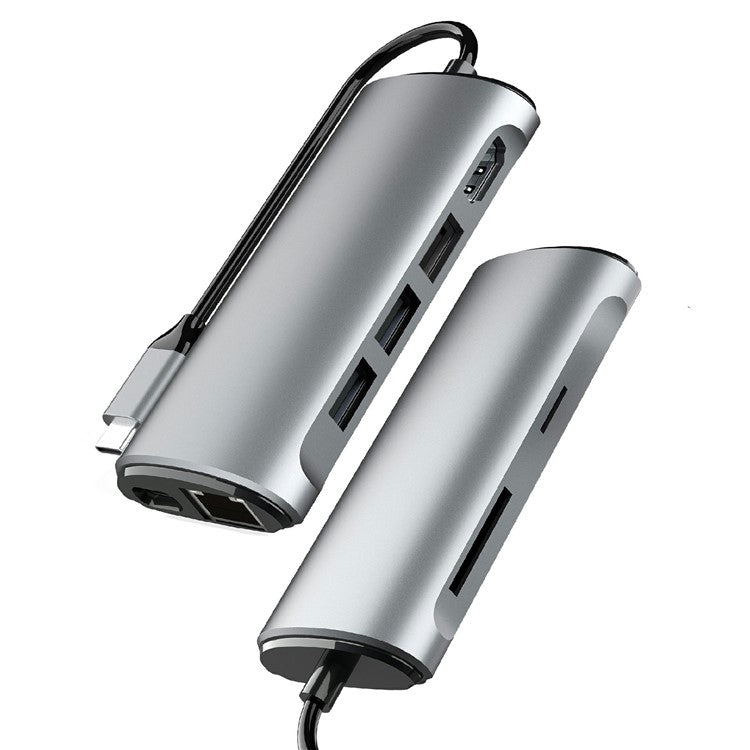 FX-2303A 6-in-1 USB Hub Type-C to 3xUSB3.0 + HD + USB-C PD + Hard Disk Enclosure Docking Station, SATA+NVME Dual Protocol