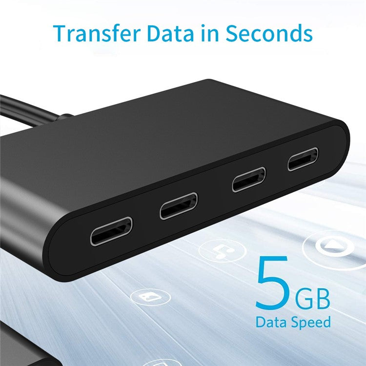 FX-1812B 4-in-1 Type-C Hub 5Gbps Data Transfer Portable 4-port USB-C 3.0 Splitter