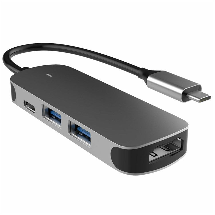 FX-1804H 4-in-1 Aluminum Alloy Type-C Hub with 2x USB-A, HD 4K and PD Charging USB-C