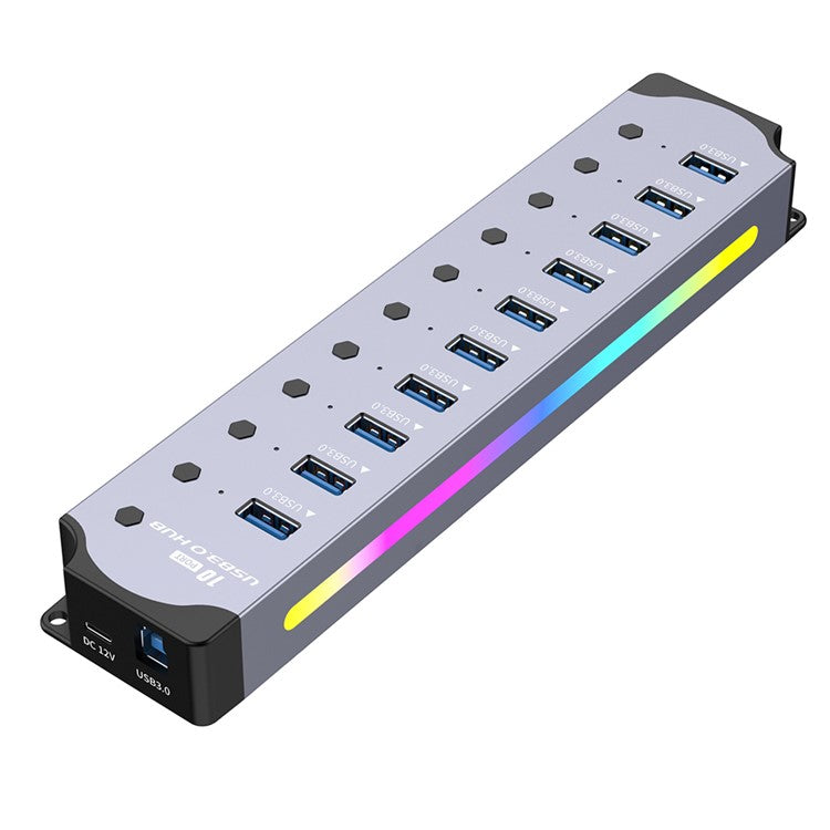 YX-H3010 10 Port USB 3.0 Hub Splitter with Independent Switches 5Gbps Data Transfer for PC / Smart TV