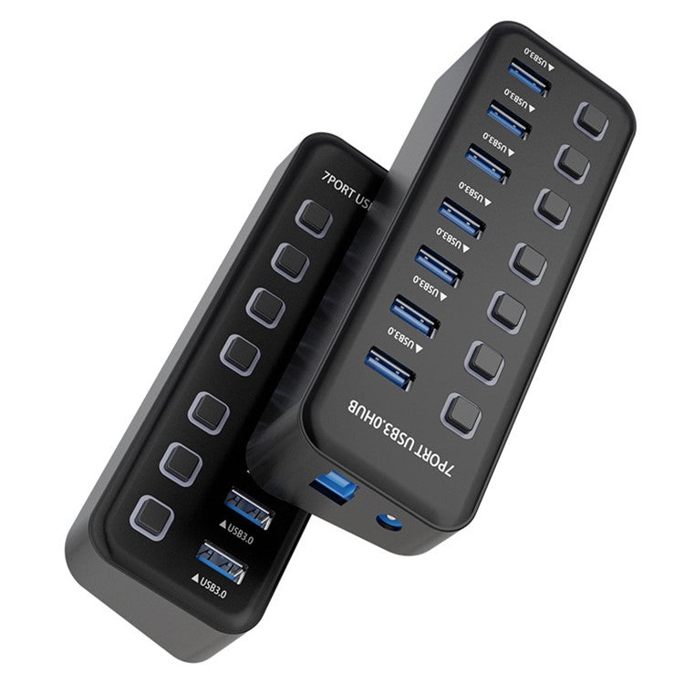 U307 7-Port USB 3.0 Hub Splitter without LED Lights with Individual On / Off Switches for PC / Smart TV