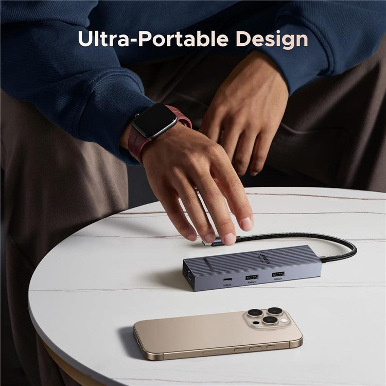 UGREEN 45364 6-in-1 USB-C Hub Gigabit Ethernet 4K 60Hz HD 100W PD Charging 10Gbps Data Transfer Adapter