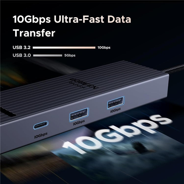 UGREEN 45364 6-in-1 USB-C Hub Gigabit Ethernet 4K 60Hz HD 100W PD Charging 10Gbps Data Transfer Adapter