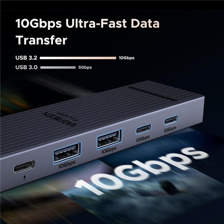 UGREEN 45363 6-in-1 USB-C Hub 10Gbps 4K 60Hz HD 100W Power Delivery Adapter