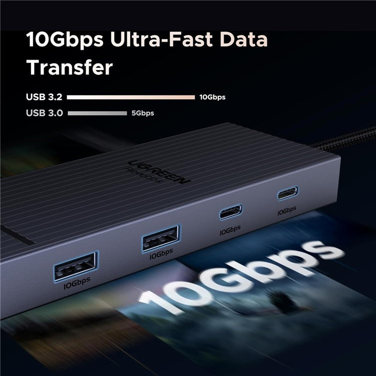 UGREEN 45365 USB-C 7-in-1 Hub 10Gbps 4K 60Hz HD USB3.2 PD 100W Laptop Docking Station