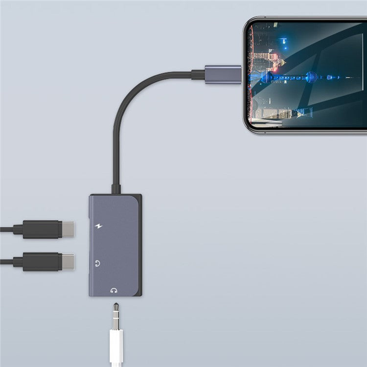 BLUEKEY USB-C to Headphone Adapter 3 in 1 Double Type-C 3.5mm Audio Cable for Huawei Xiaomi