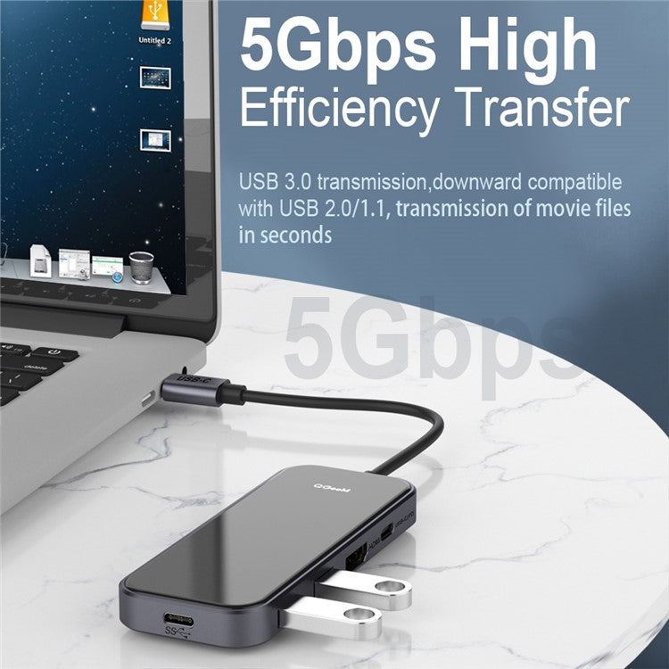 QGEEM QG-UH05-5 USB C Hub to 4K Resolution HD Video+2xUSB 3.0+PD Fast Charger+USB C Adapter for MacBook/MateBook/Other Type-C Devices