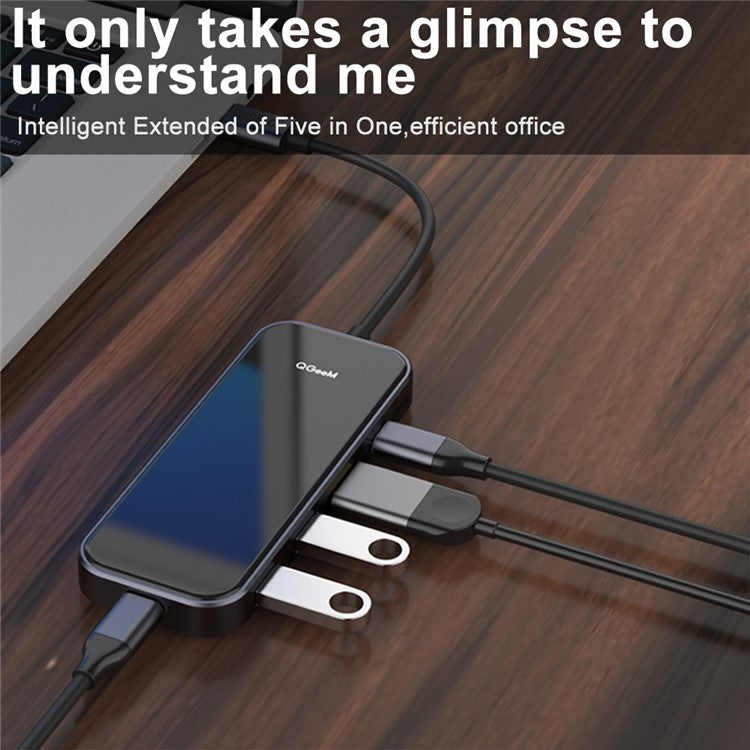 QGEEM QG-UH05-5 USB C Hub to 4K Resolution HD Video+2xUSB 3.0+PD Fast Charger+USB C Adapter for MacBook/MateBook/Other Type-C Devices