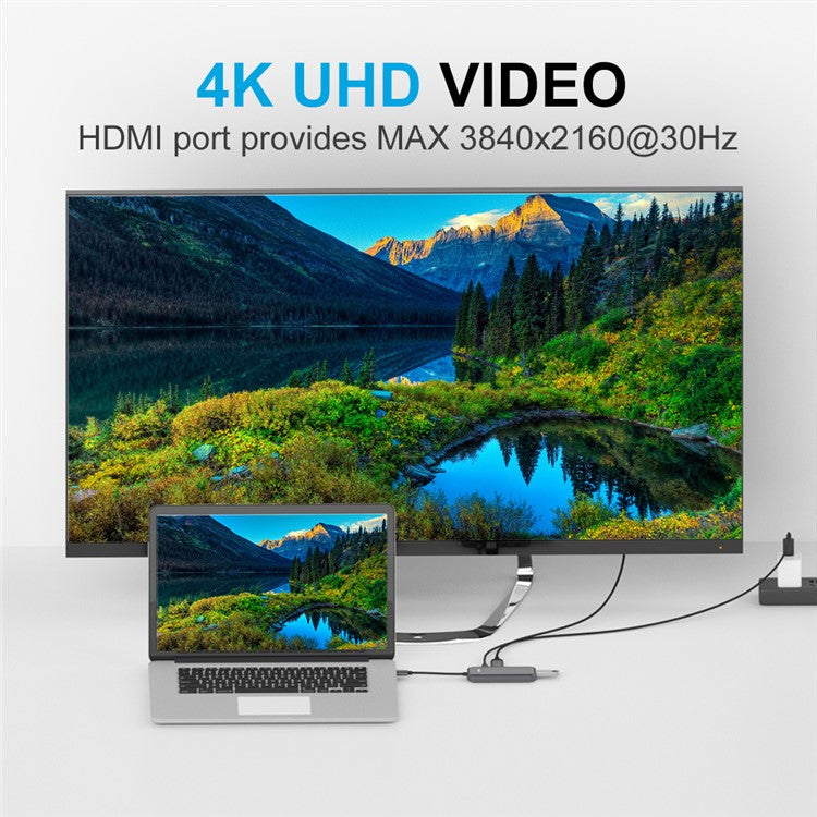 QGEEM QG-UH05-5 USB C Hub to 4K Resolution HD Video+2xUSB 3.0+PD Fast Charger+USB C Adapter for MacBook/MateBook/Other Type-C Devices