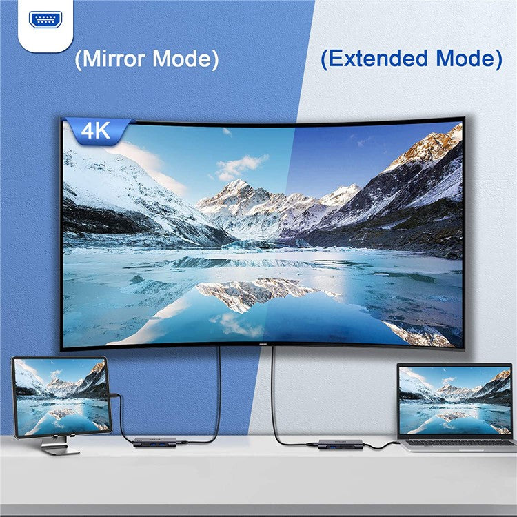 QGEEM QG-UH07-3 7-in-1 Type-C Docking Station Multi-Port USB-C Hub Support HD Compatible Chromebook Thunderbolt 3