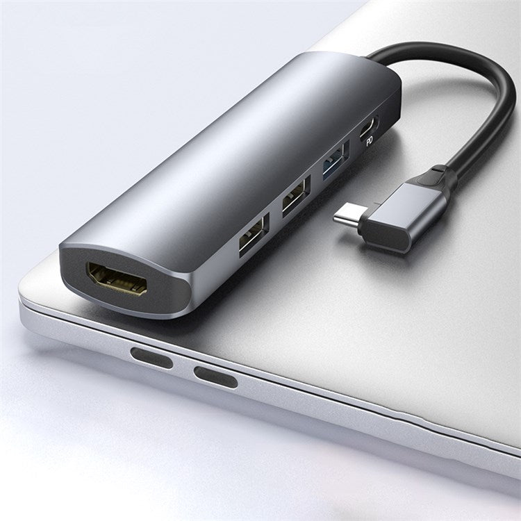5 in 1 Type C Hub with 4K HD Output USB 3.0 + 2x USB 2.0 Port Support 100W PD Charging