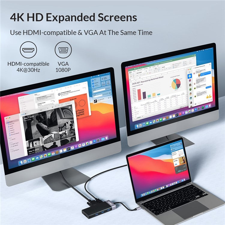 ORICO MDK-10P 10 in 1 Type C USB 3.0 HUB Dock Station to HD-compatible RJ45 PD SD Reader Charger Power Adapter for Laptop MacBook Pro Splitter