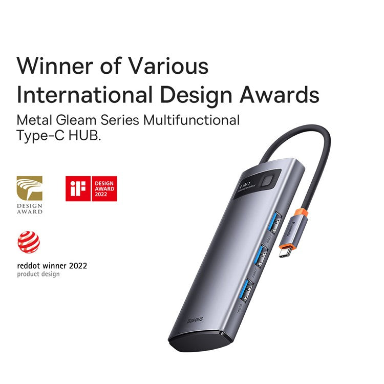 BASEUS Metal Gleam Series 4-in-1 Multifunctional USB C Docking Station Type C Hub to 4xUSB 3.0