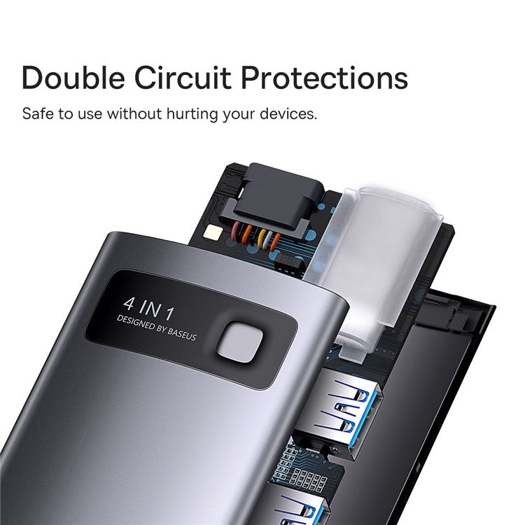 BASEUS Metal Gleam Series 4-in-1 Multifunctional USB C Docking Station Type C Hub to 4xUSB 3.0
