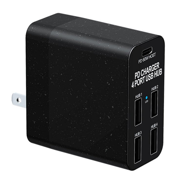 X83 4 USB + 1 Type-C PD Ports Wall Charger USB Hub Phone Tablet Charging Power Adapter - US Plug