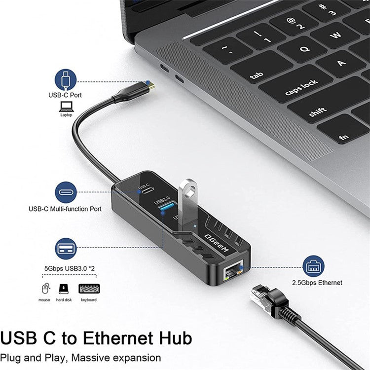 QGEEM UH04-8 4-in-1 Type-C Docking Station Multifunctional USB3.1 Hub to HD / RJ45 2.5Gbps Expansion Adapter Converter