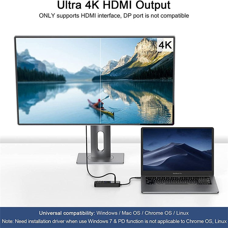 QGEEM UH04-8 4-in-1 Type-C Docking Station Multifunctional USB3.1 Hub to HD / RJ45 2.5Gbps Expansion Adapter Converter