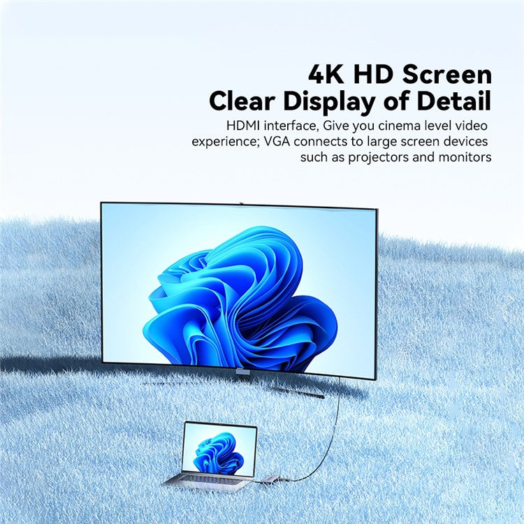 ESSAGER 11-in-1 Multi-Port USB Hub 4K HD PD 100W Fast Charging Docking Station Support TF / SD Card Reader