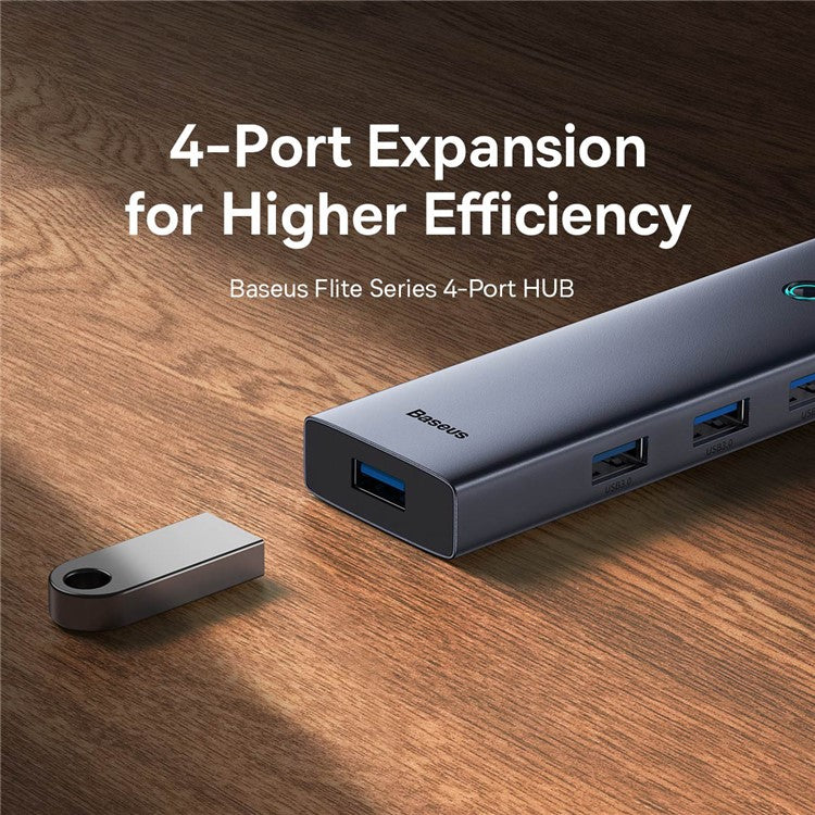 BASEUS BS-OH108 4-In-1 USB-C Adapter Hub to 4xUSB 3.0 Port for MacBook MateBook Type-C Laptop - Space Grey