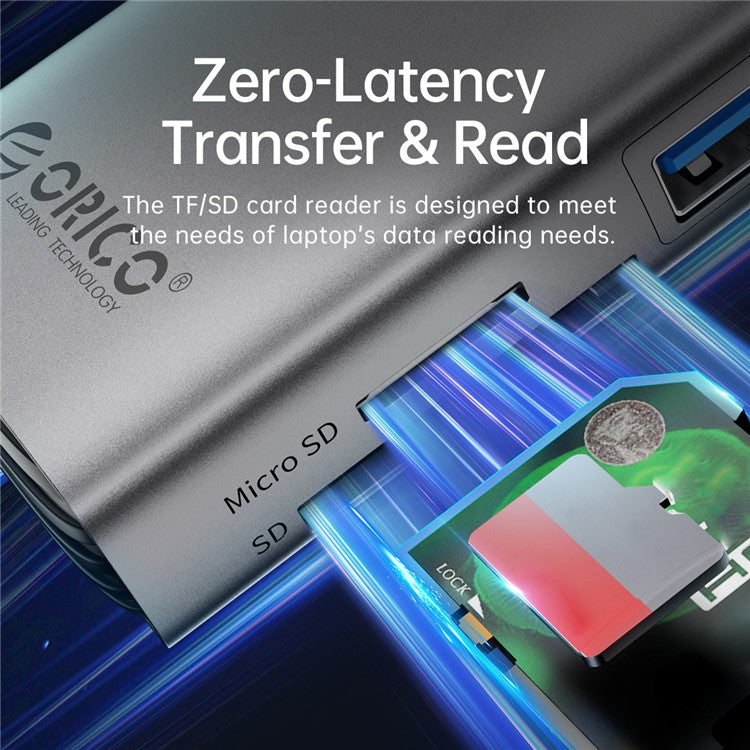 ORICO PW11-10P 10 in 1 Docking Station HD+VGA+SD / TF+3.5mm Audio PD 100W Charging Multifunctional Type-C Hub - Dark Grey